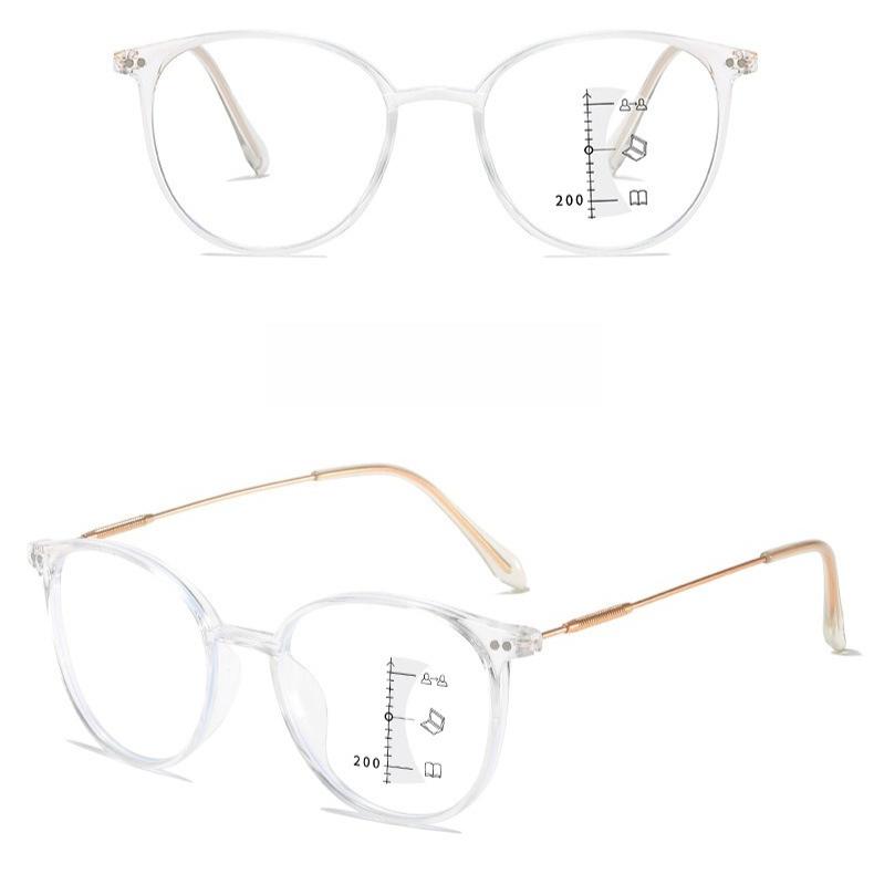 Progressive Multifocus Reading Glasses Bifocal Ultralight Presbyopia Glasses Women Men Round Anti Blue Light Eyewear 0 To +400