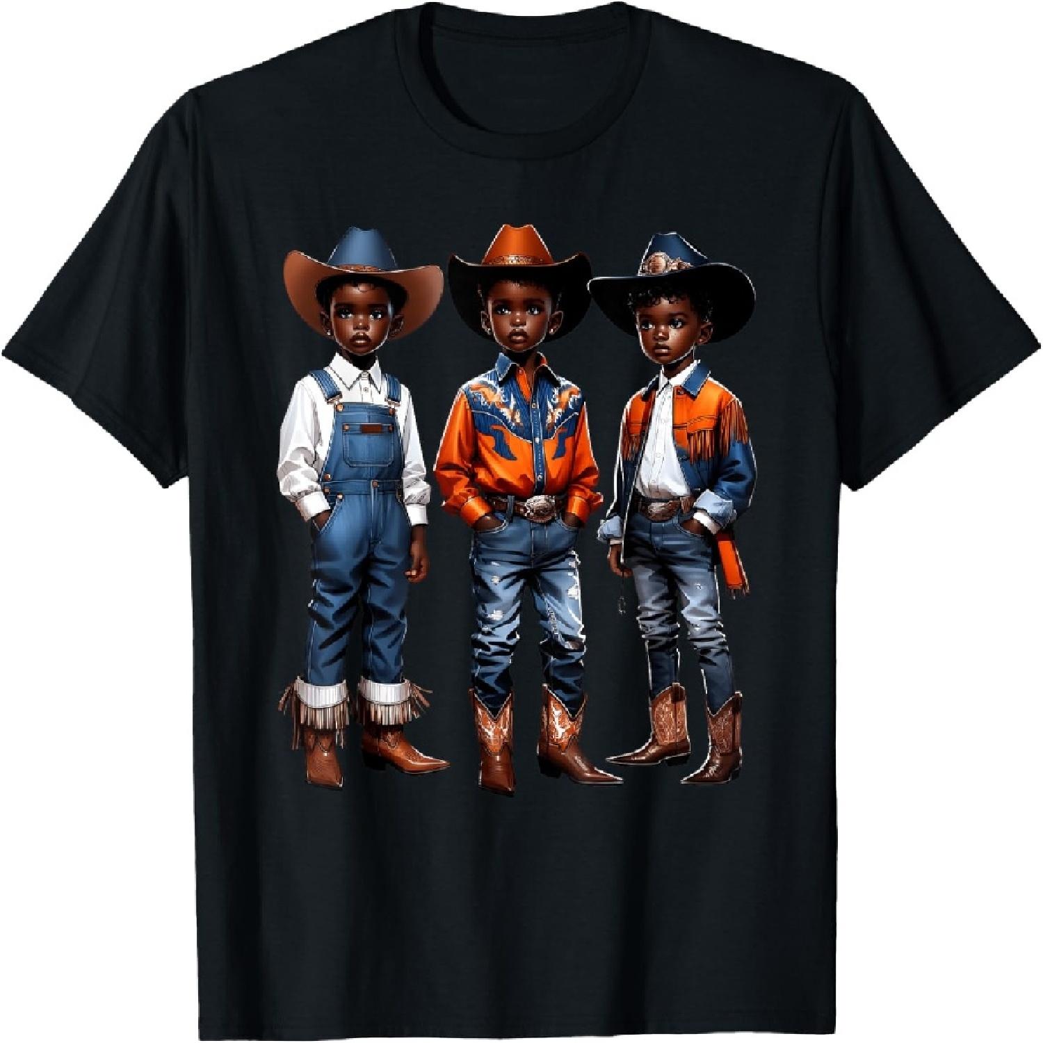 Black Cowboy Western Rodeo Melanin Black History Texas Kids T-Shirt(1) XXXXXL разноцветный