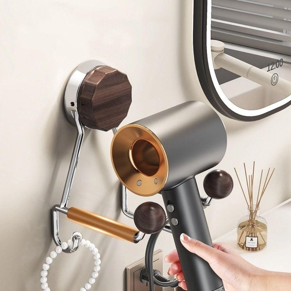 Suction Cup Style Hair Dryer Rack Space Saving Hair Dryer Holder  Bathroom Storage