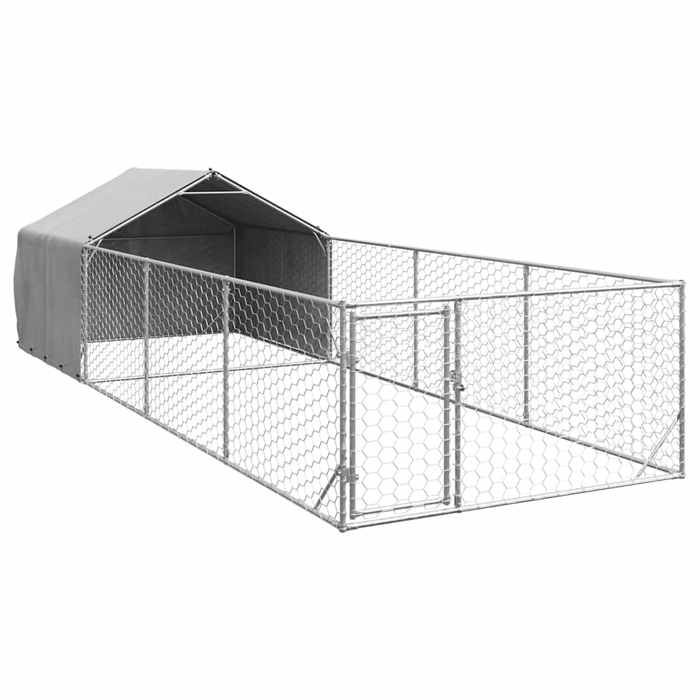 VidaXL Niche d'extérieur pour chien enclos 7x2x1,5 m acier galvanisé, cage de chien d'extérieur, grande cage de chien, niche 3329237