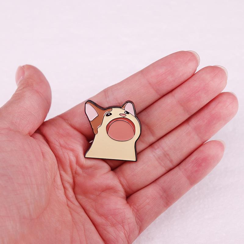 BoBo Cat Open-Mouth Metal Brooch