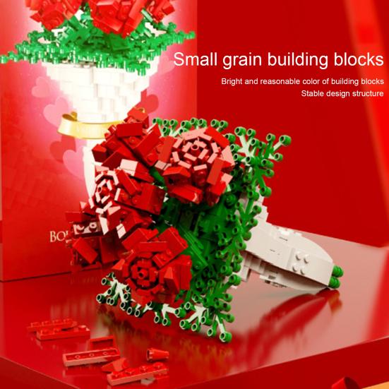 

Строительная игрушка, имитация букета, 474 шт., частицы, пластиковые блоки, сделай сам, сборка, головоломка для интеллектуального развития