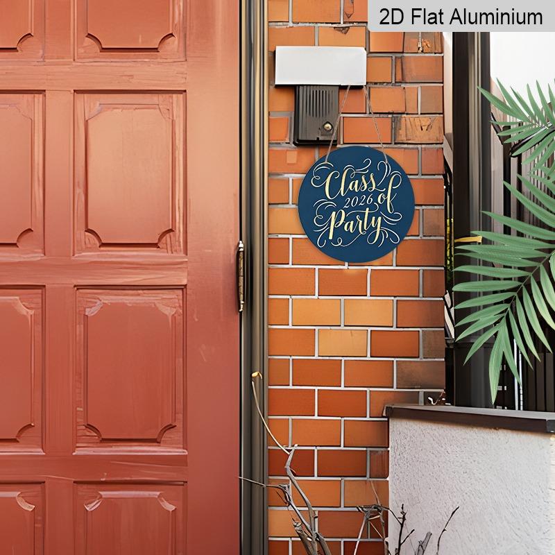 2D Flat Aluminum Graduation-themed Wall Hanging, Available in Multiple Sizes, Features An Elegant Navy Blue and Gold Foil Design, Making It A Perfect