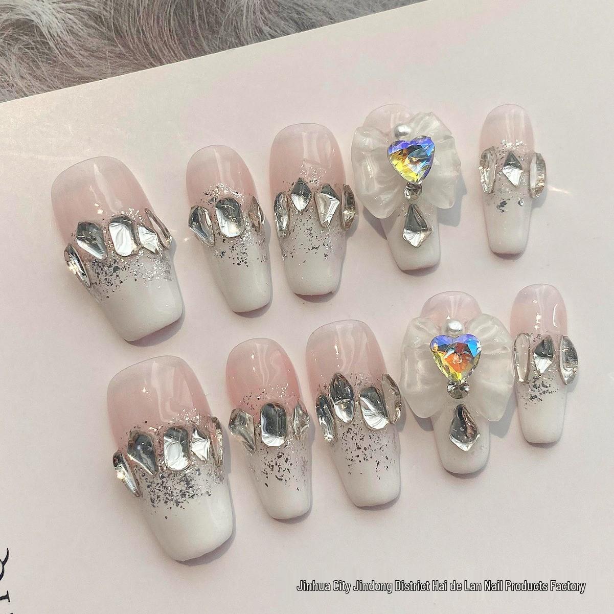 

Rose Forest Autumn Evening Diamond Intention Bow: Handmade High-End Nail Patches 2024