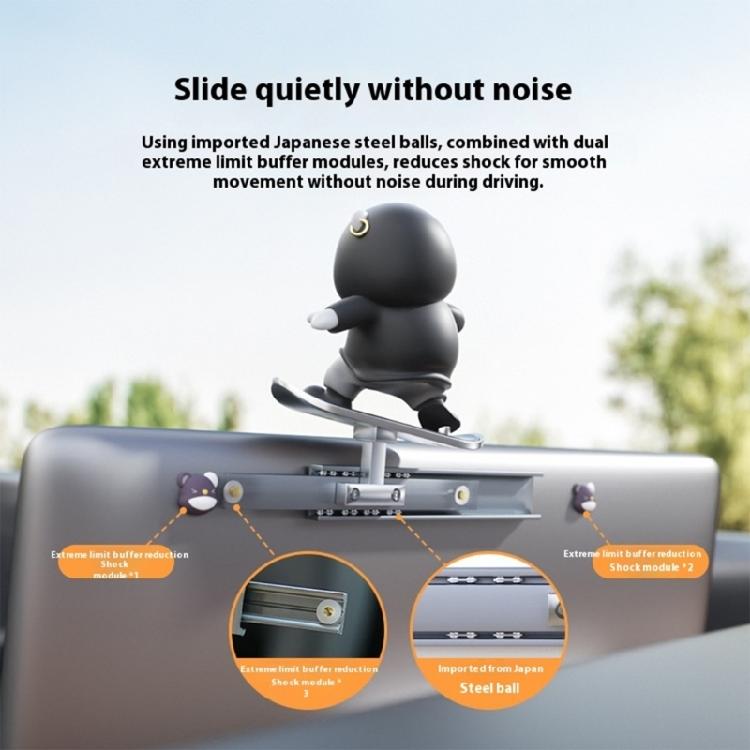 Lovely Skateboard Bear Car Interior Center Console Screen Ornaments Automatic Sliding Decoration Adhesive