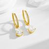 Peishang Jewelry 925 Sterling Silver 14K Gold Plated Minimalist Stone Drop  Huggie Earrings