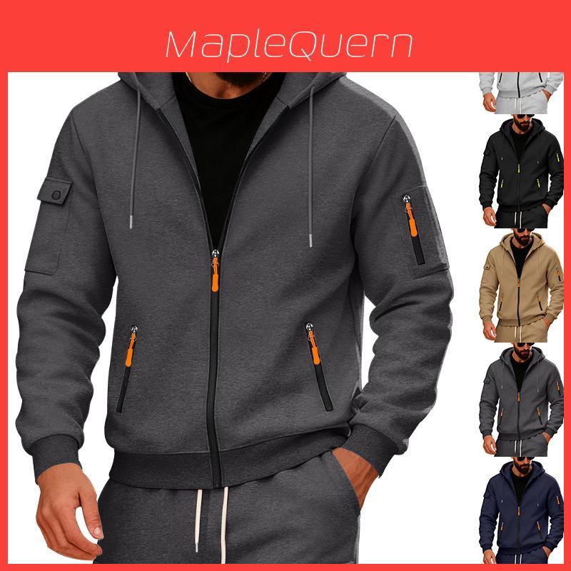 Sweat à capuche décontracté pour homme avec poches zippées et doublure polaire pour le confort en hiver