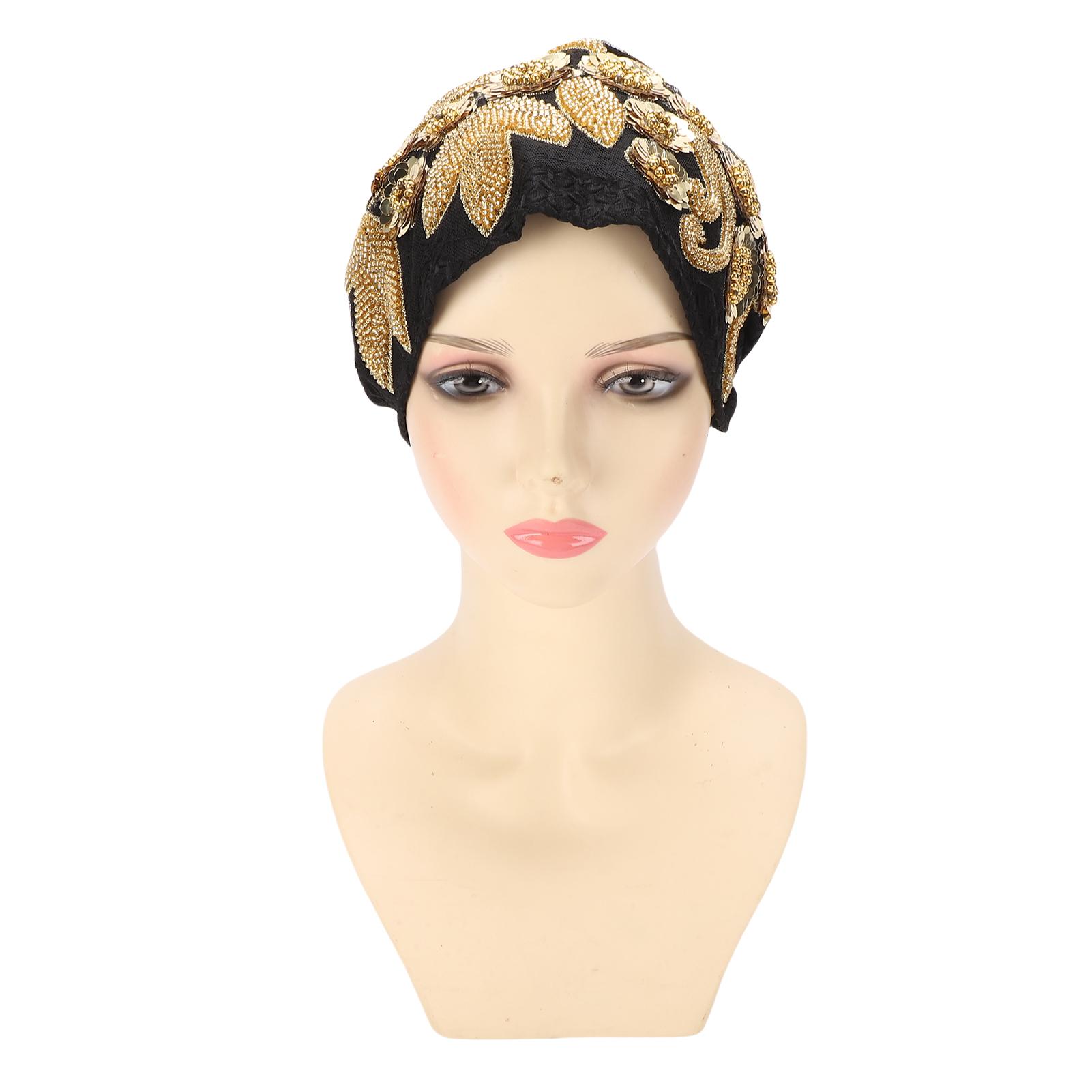 Женский платок-шапка Стильный кружевной платок с бисером Обертывание для повседневной жизни Фестивальное украшение