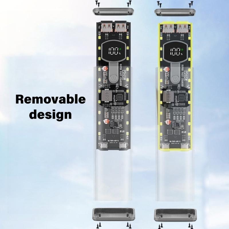 Schnellladung 45WPD Tragbare Powerbanks Gehäuse Kein Löten erforderlich Klare Abdeckung für 8x18650 Batterien