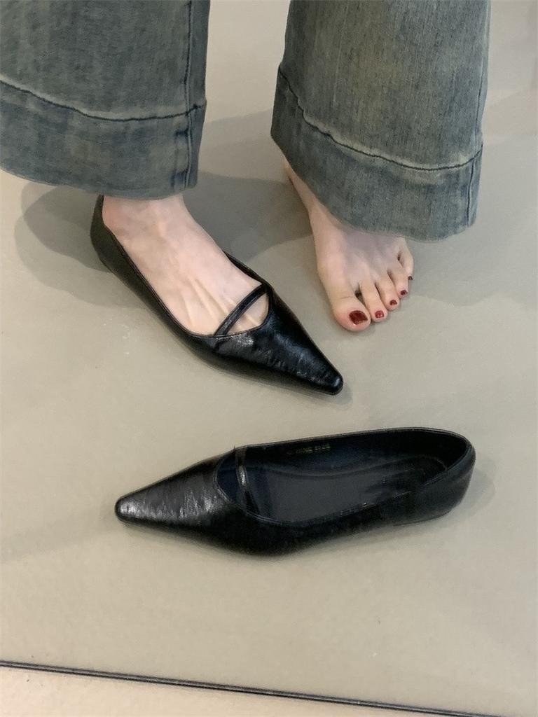 Gentle Single Shoes New Sweet Temperament Elegant Pointed Shallow Mouth Flat Shoes