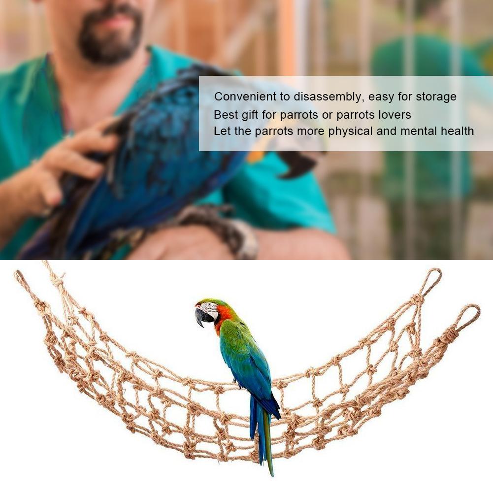 1PCS Hemp Rope Medium Large Parrots Climbing Net Hanging Swing Bird Game Cage Toy
