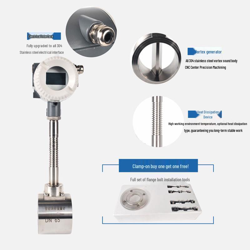 Large Diameter Vortex Flowmeter LUGB with Temperature & Pressure Compensation for Gas/Liquid Measurement, Flange Clamping Installation