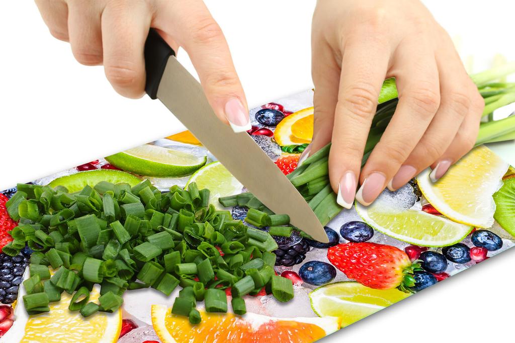 GLASS PLATE CUTTING BOARD 52x30 FRUIT