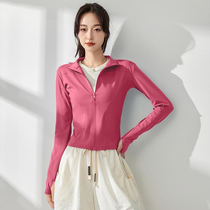 Women's Quick-Dry Yoga Jacket - 2025 Spring/Autumn: Zipper, Stand Collar, Long Sleeve, Fitness Top