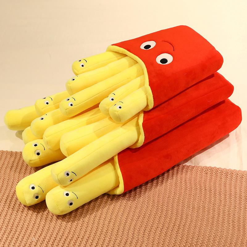 Ins Simulated Cute Fries Snack Pillow Doll Plush Toy Long Strip Pillow Food Bag Doll Doll Doll