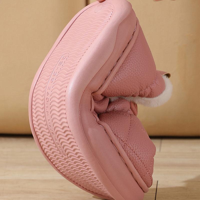 Móda PU kůže silná platforma chlupaté pantofle zima nové voděodolné ne hřejivé pantofle volný čas vnitřní domov bavlněné pantofle dámské