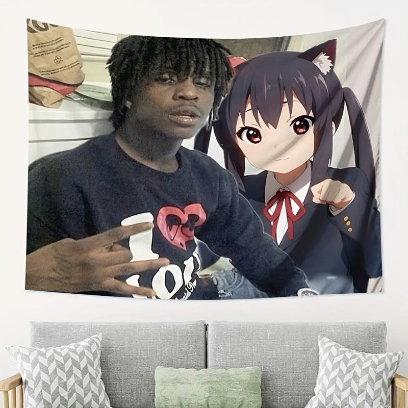 Online Red Stem Picture Rap Animation Tapestry Funny Background Cloth Anime Atmosphere Room Decoration