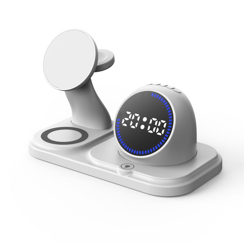

Six-in-One Magnetic Wireless Charger: Clock, Light, Bluetooth Speaker for Apple Devices белый