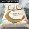 Cartoon Crescent Moon Bedding Set Twin Queen King Size Duvet Cover With Pillowcase Children Bedroom Quilt Cover Set Polyester