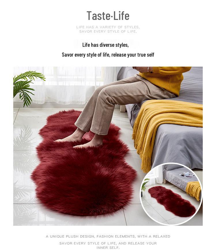 Irregular Sheep-Shaped Wool Rug – Long Pile Bedside Mat for Living Room, Bay Window, or Sofa Front