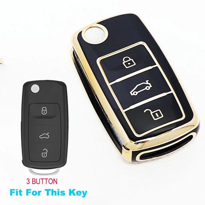 Módní obal na klíč od auta Plný kryt TPU Pro Volkswagen Pro VW Bora Polo Tiguan Jetta Passat B5 B6 B7 Golf Beetle pro Škoda Octavia