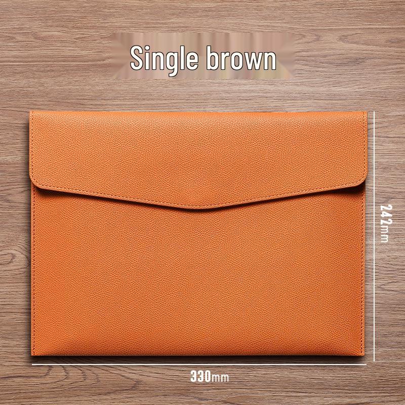 

Кожаная папка-регистратор формата А4: Водонепроницаемый, утолщенный органайзер для деловых документов с застежкой-кнопкой коричневый