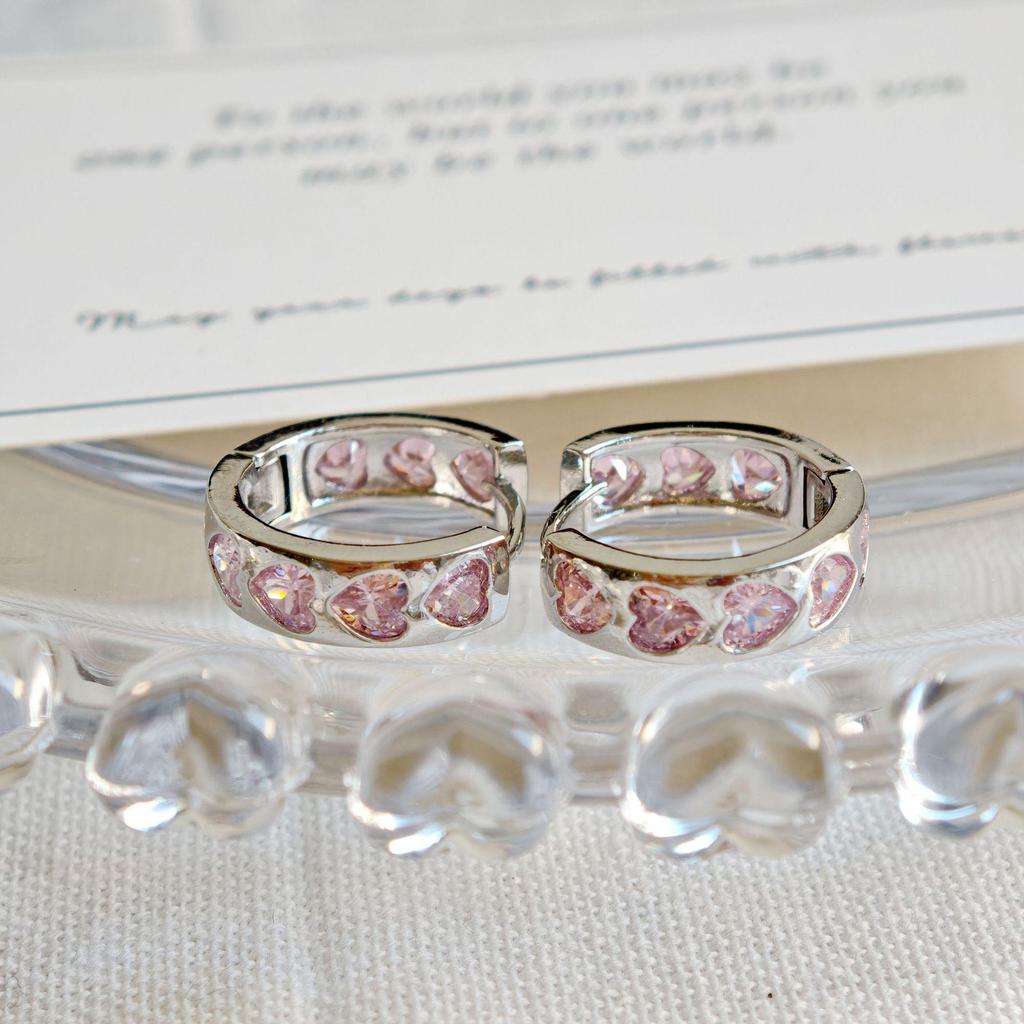 Silver Needle Geometric Heart Hoop Earrings - Retro & High-End Style for a Bold Look