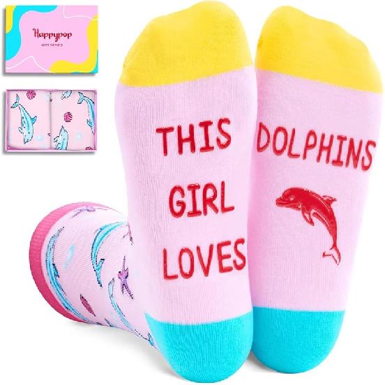 HAPPYPOP Animal Gifts for Women - Funny Turtle Gifts for Teens, Dolphin Frog Socks Medium