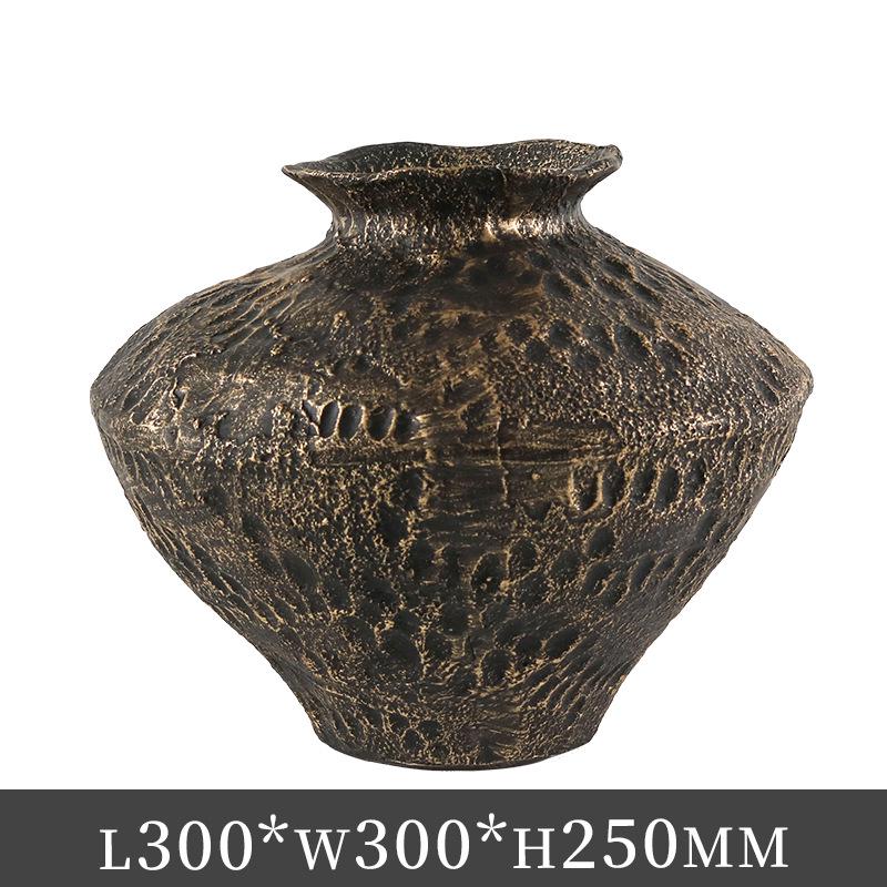 Wabi-sabi Style Retro Mottled Vase: Aged Flower Ornament for Entrance Hall or Living Room. Perfect for Dried Flowers.
