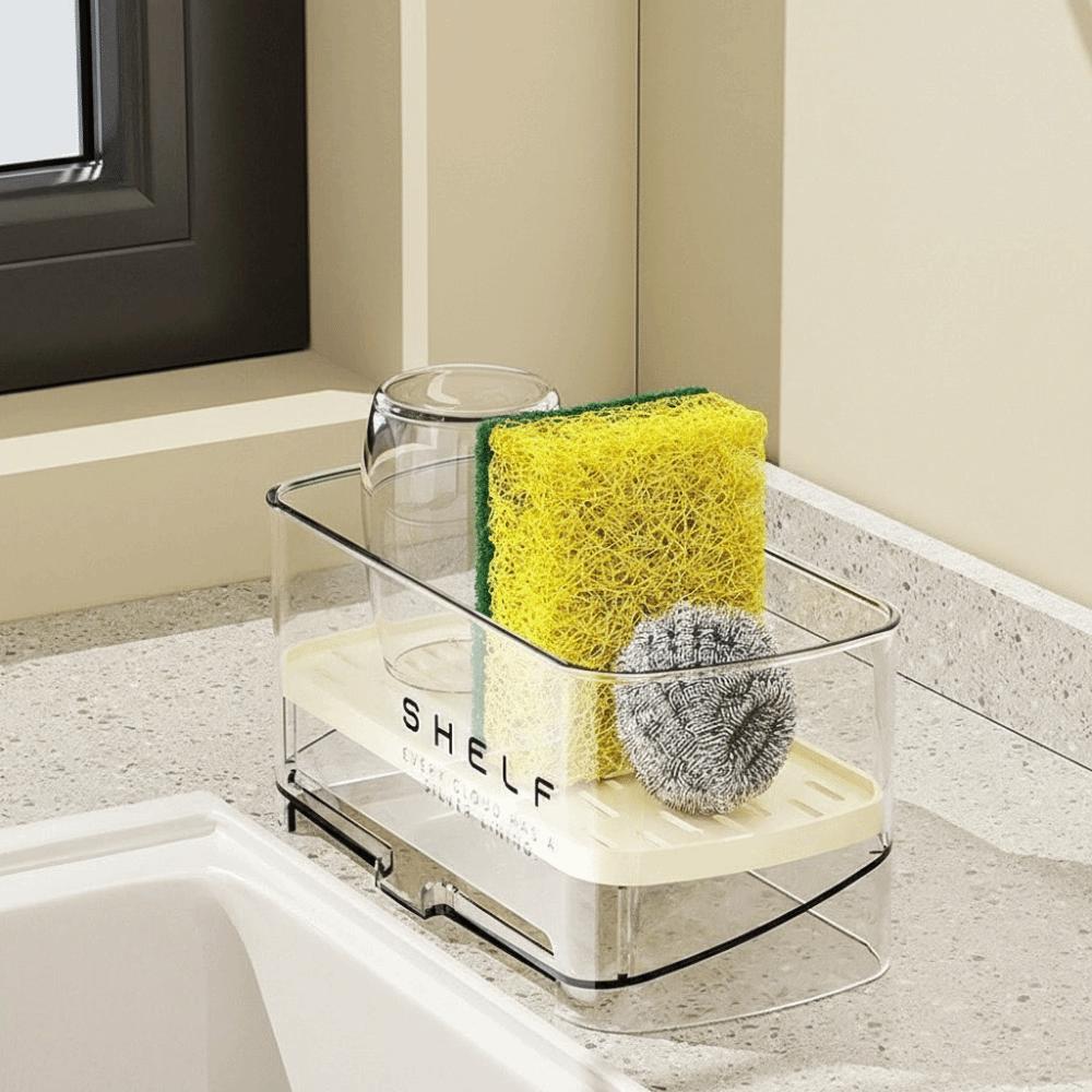 Transparent Kitchen Sink Rag Rack Space Saving Sponge Drain Rack  Kitchen Supplies