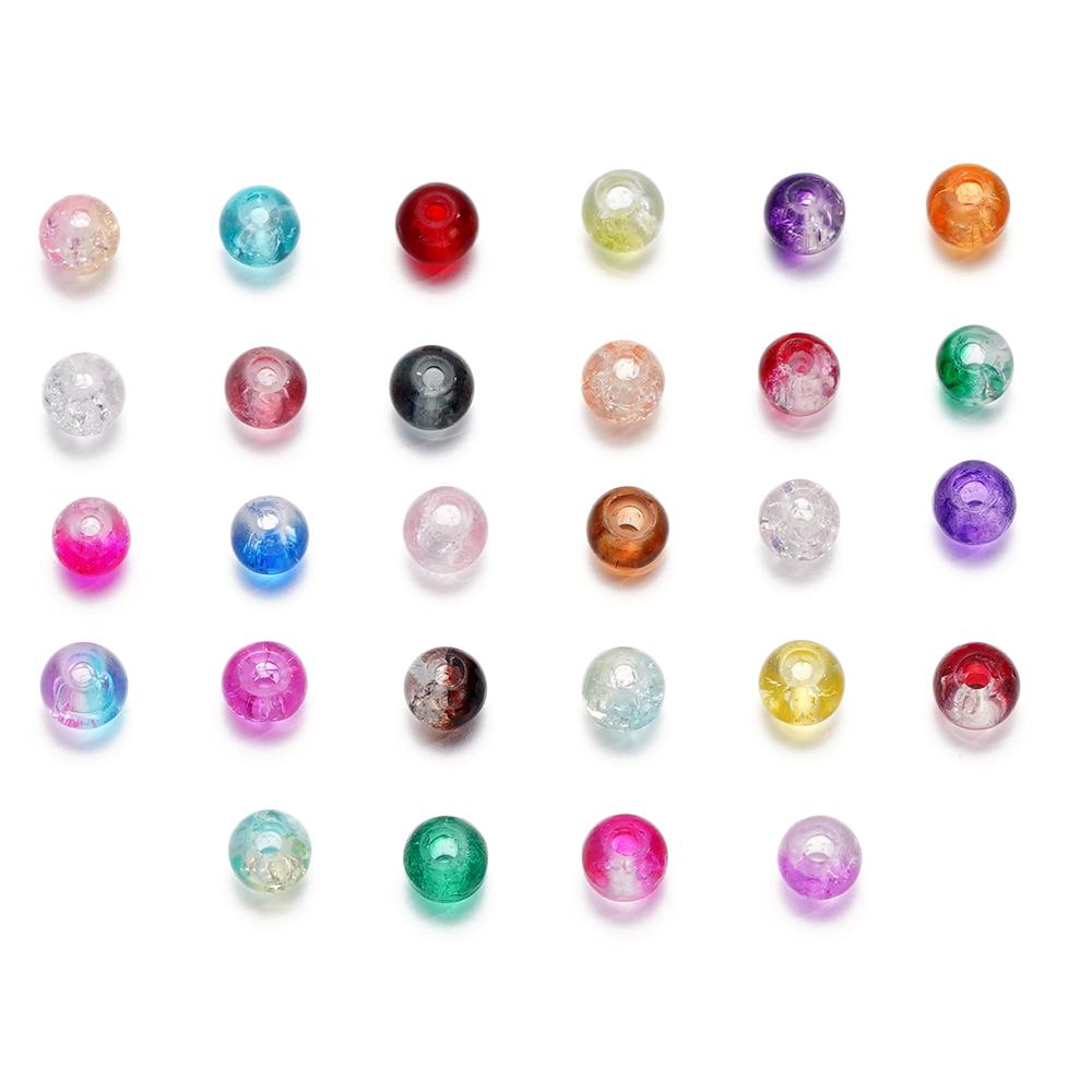 A String 4mm Double Color Round Cracking Glass Beads Necklace Loose Beads For DIY Jewelry Making Bracelet Handmade Accessories