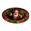 Christmas Santa Gnome Quilted Round Mat Festive Area Rug Non-Slip Backing Door Mat Living Room Bathroom Kitchen Absorbent Mat