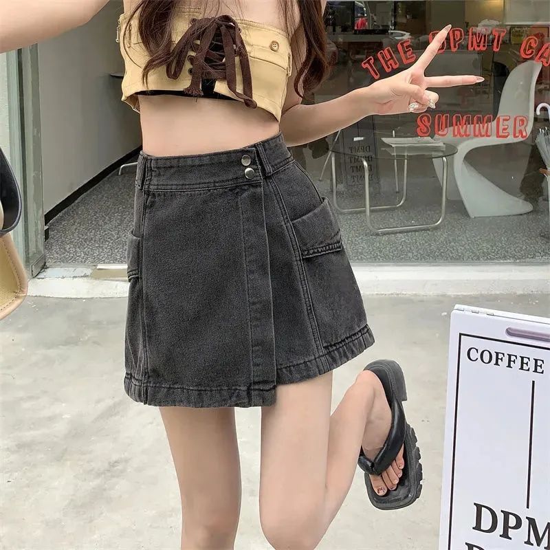 Irregular Denim Hot Girls Shorts for Summer High Waist New Slim and Fashionable Skirt
