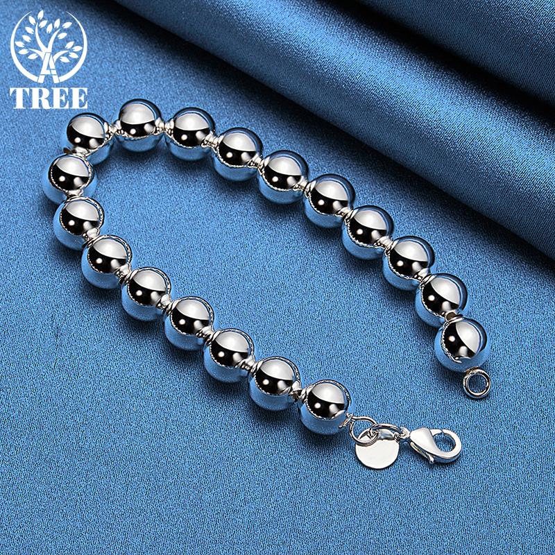 925 Sterling Silver 10mm Hollow Circle Ball Beads Silver Bracelet Jewelry