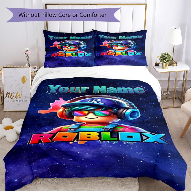 Roblox Customizable Name Custom Bedding Design for Decorate Room Breathable Duvet Cover Custom Room Decor Perfect Gift for Friends & Family