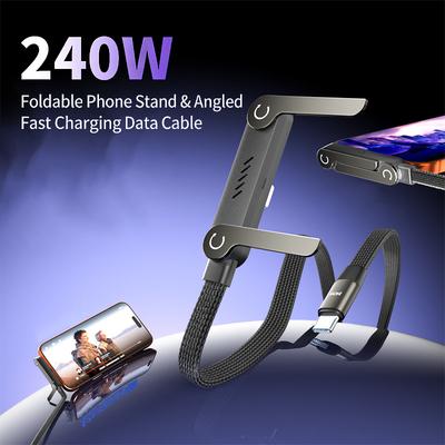 Multi-functional 240W PD Fast Charging Type C To Type C Cable USB C To Type C Cable With Foldable Stand Phone Holder