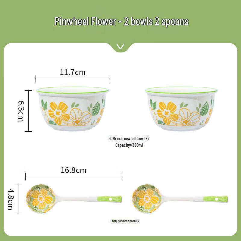 Cute Couple Ceramic Bowl and Spoon Set