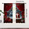 Christmas Style Santa Claus Pattern Printed Curtains Through Bar Home Decoration Room Curtain Set Of 2 Made Polyester Washable