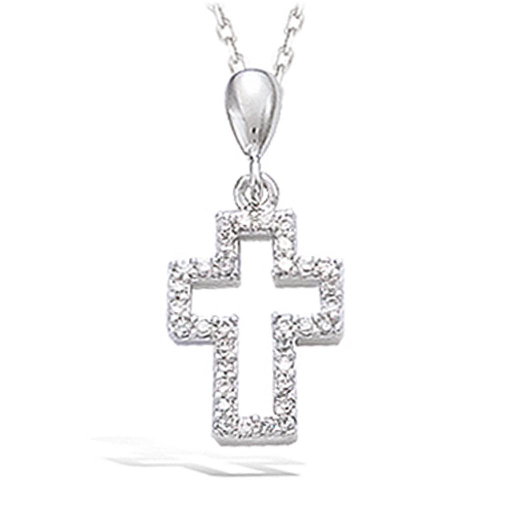 Les Trésors De Lily [K2569] - Silver Pendant 'Crystal Cross' Silver-white (rhodium-plated) - 20x10 Mm
