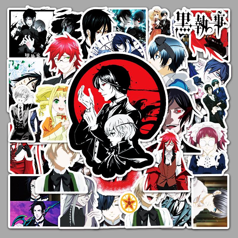 50 Black Butler Anime Graffiti Stickers: Removable DIY for Laptops, Suitcases, and Kids.