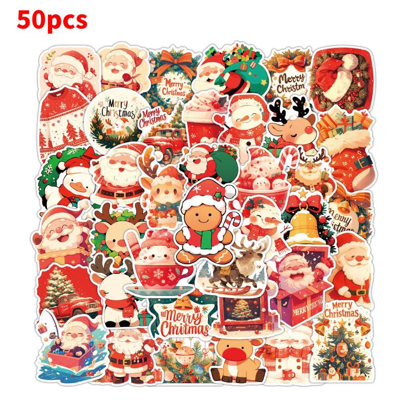 Stickers 50pcs Christmas Santa Claus Waterproof Cartoon Decal Car Decor Laptop