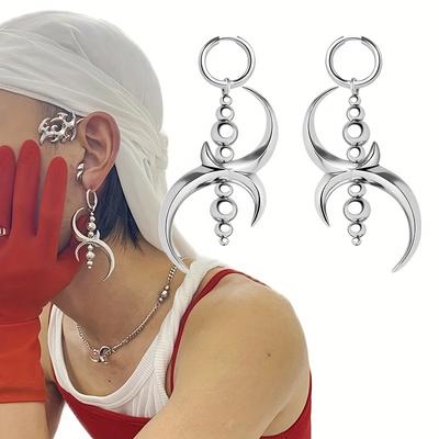 1Pair of Creative New Geometric Irregular Earrings, European and American Fashion Personality Exaggerated Trend Hip-hop Dark Punk Style Jewelry