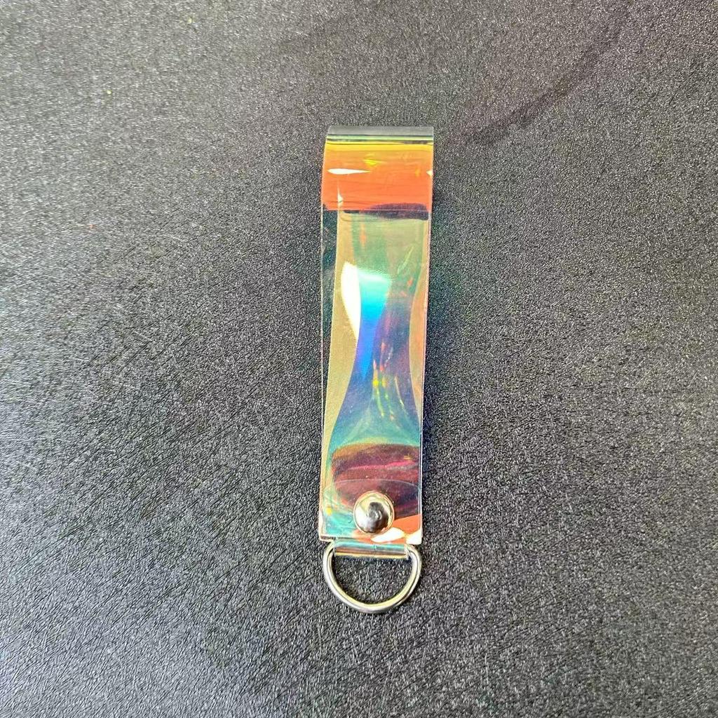 Custom Laser Iridescent PVC Triangle Buckle Phone Lanyard Keychain Pendant