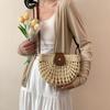 Handwoven Saddle Bag Hollow-out Beach Crossbody Purse Lightweight Summer Vacation Shoulder Bag Women Boho Small Zipper Handbag
