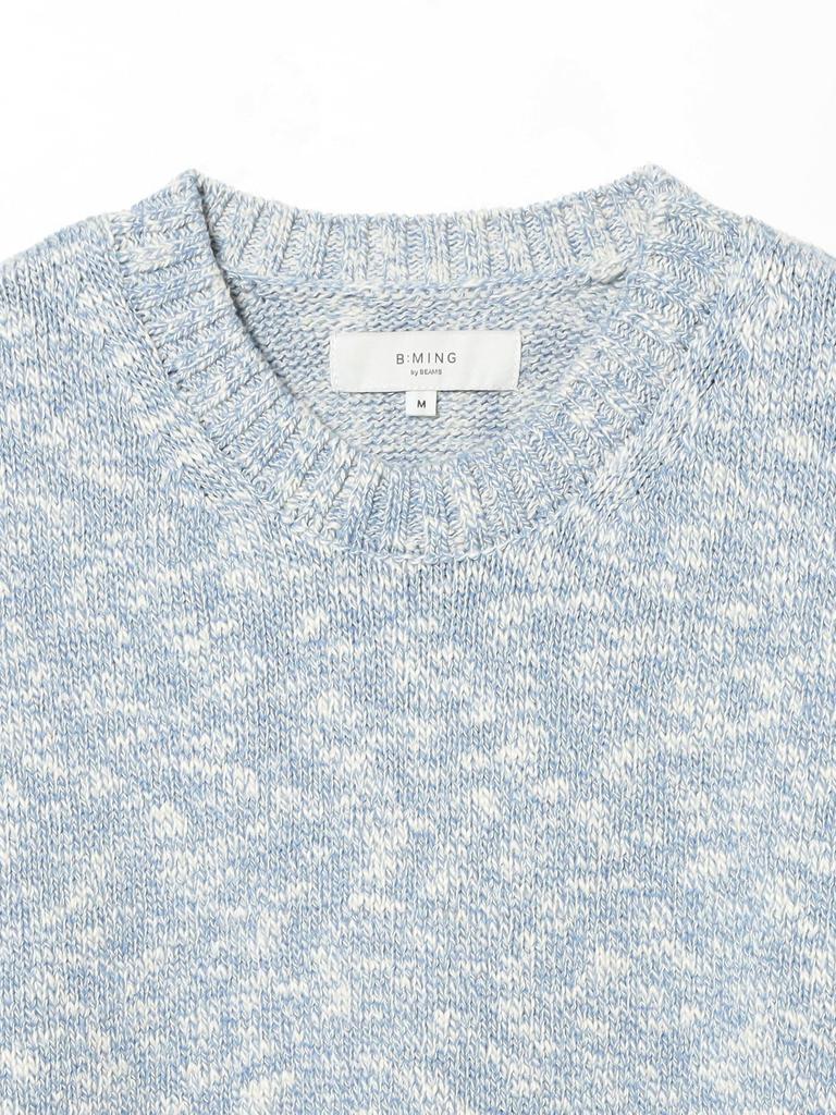 B:MING LIFE STORE by BEAMS Men's 5-Gauge Stretch Slub Crew Neck Knit (SAX M_92150360286)