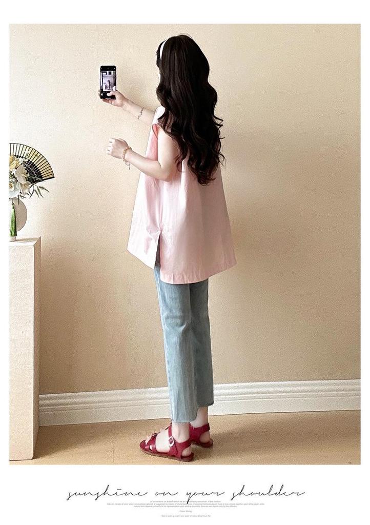 2026 Summer Stylish Maternity Loose Split Top with Round Neck