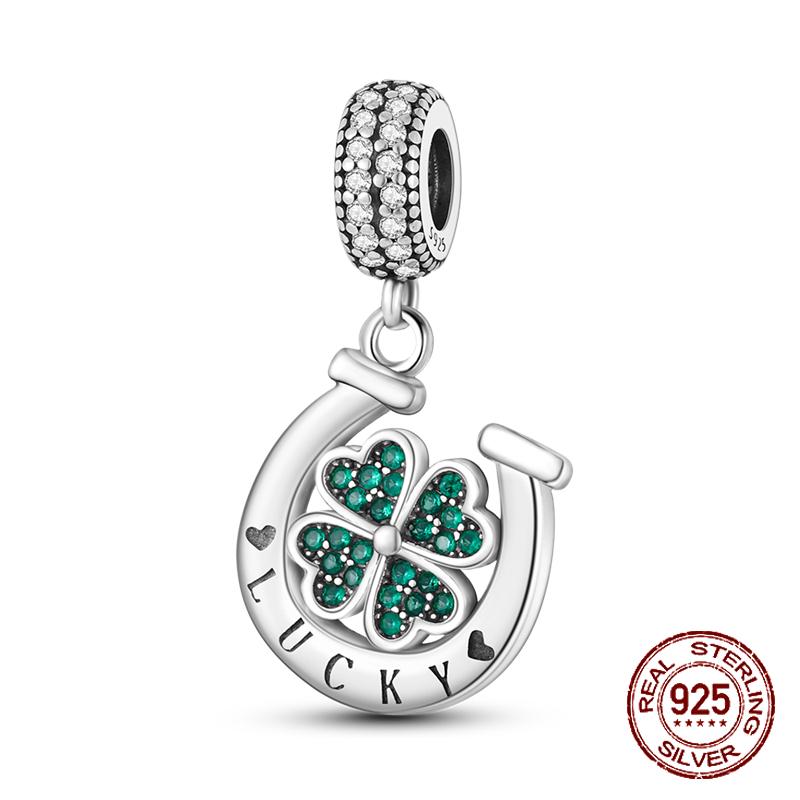 Copper Green Collection Four Leaf Clover Pendant Compatible With 4MM Hole Diameter Do It Yourself Bead Charms Fashion Ideal For Women Jewellery Gift H
