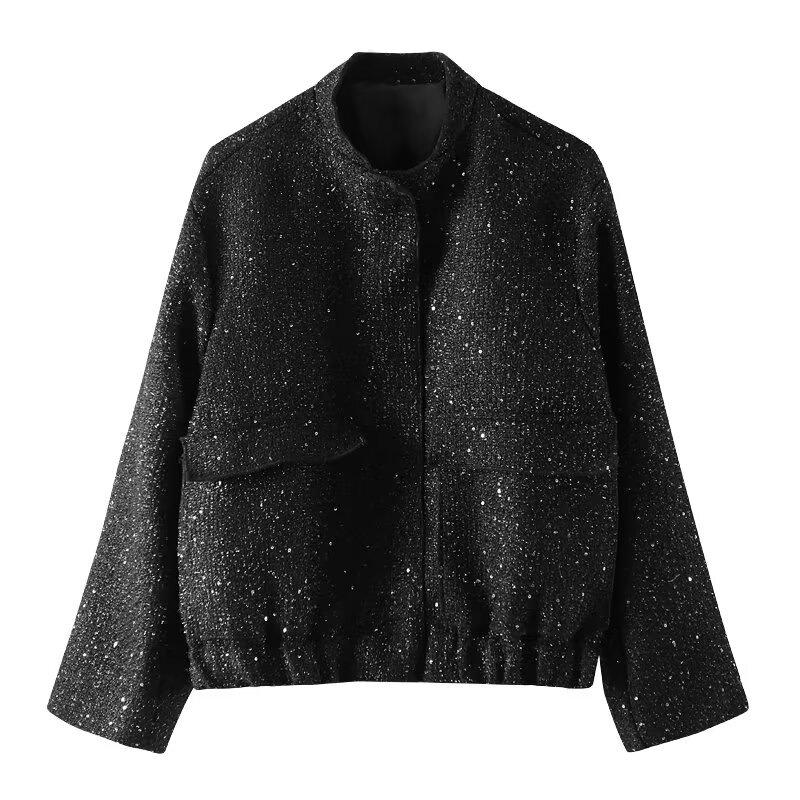 Elegante Chaqueta de Mujer para Otoño/Invierno con Lentejuelas y Cuentas: Diseño de Nicho de Moda Transfronteriza