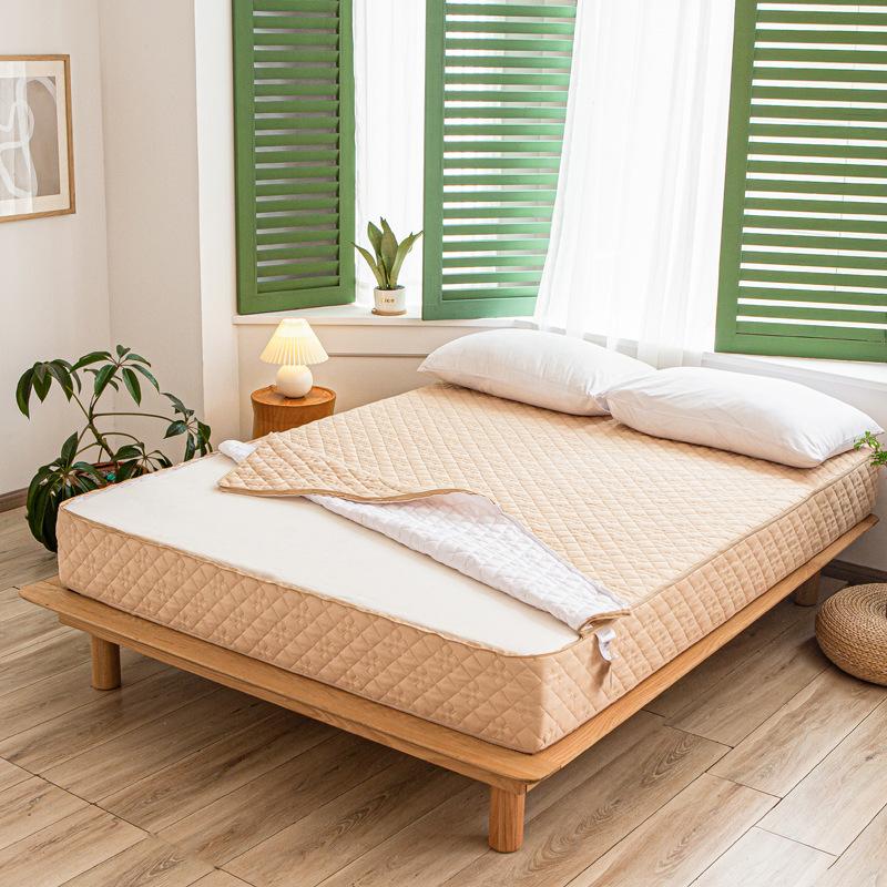 Solid Color Zipper Quilted Mattress Cover King Queen Twin Size Removable Six-sides All-inclusive Anti-mite Bed Protector Cover