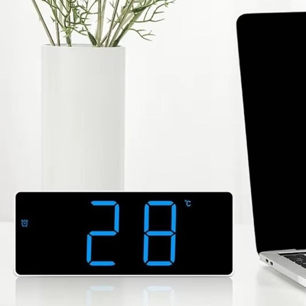 RGB Colorful Alarm Clock with Temperature Date 4 Digitals LED Digital Clock LCD Display Adjustable Brightness Electronic Clock